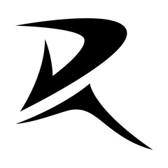 Black Pointy Tipped Letter R Icon