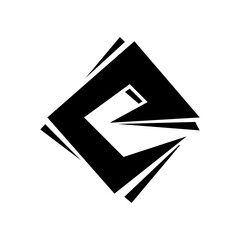 Black Square Diamond Letter E Icon