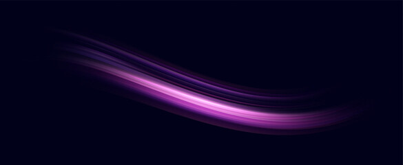 Neon speed lines. Dynamic light motion traces. Light trace wave, trace line.	