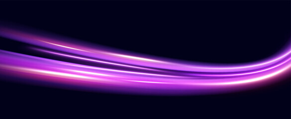 Neon speed lines. Dynamic light motion traces. Light trace wave, trace line.	