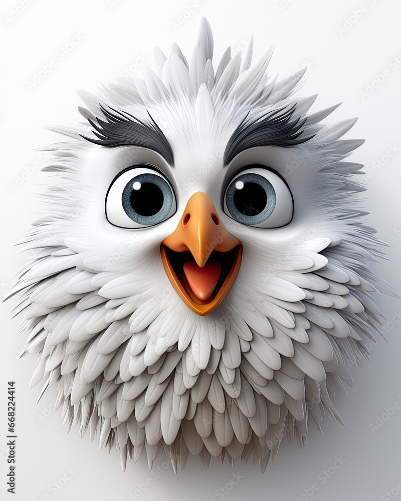 Poster a close up of a bird with a big smile on it's face. generative ai