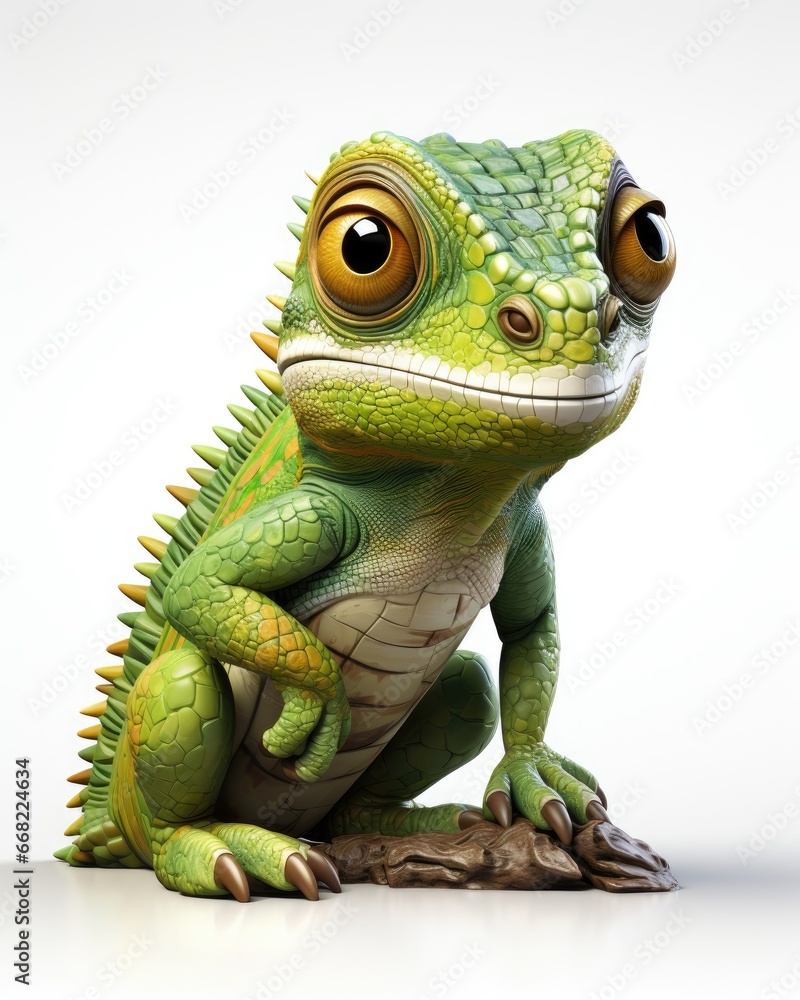 Poster a close up of a lizard on a white background with a white background. generative ai