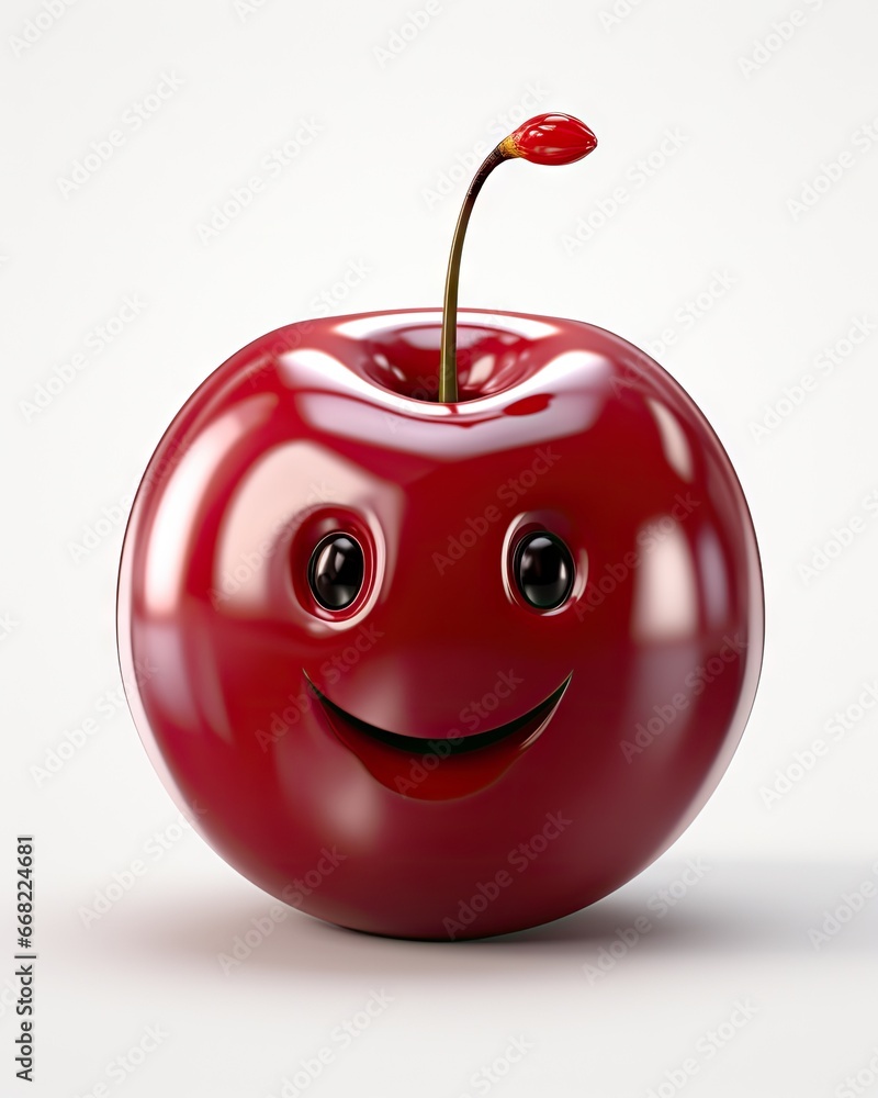 Poster a red apple with a smiley face on it's side. generative ai