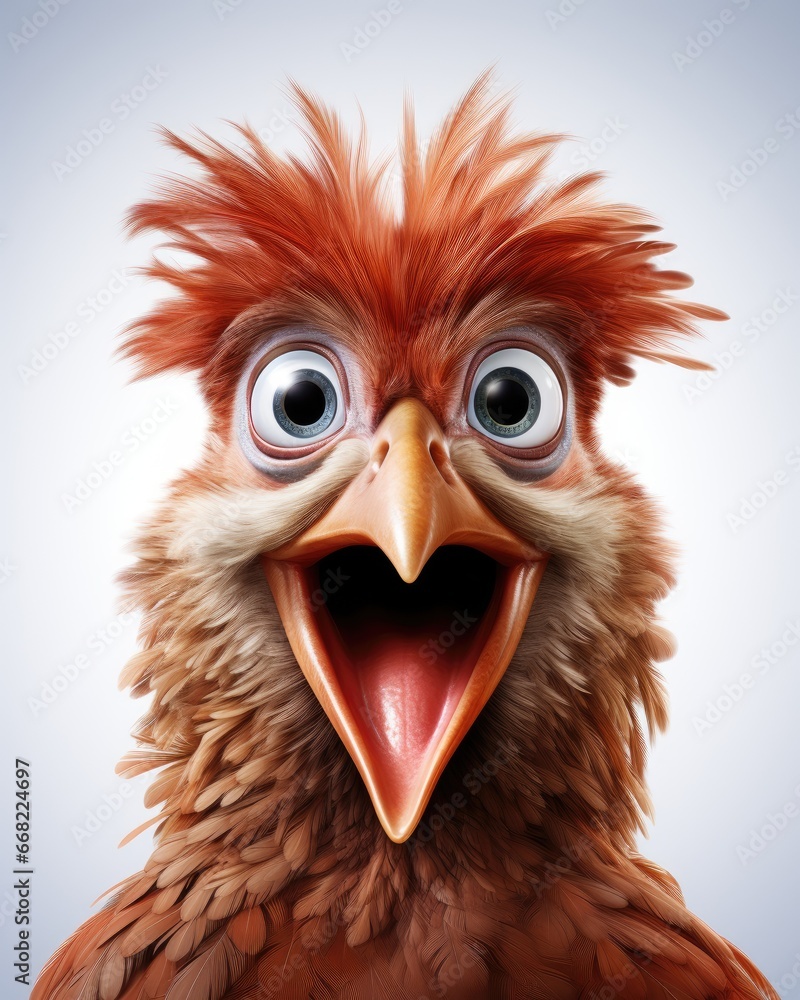 Poster a close up of a bird with a big smile on its face. generative ai