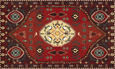 Persian rug original Design, tribal vector texture. Easy to edit and change a few colors with a swatch window.Ethnic abstract art. Seamless pattern. folk embroidery, carpet women.