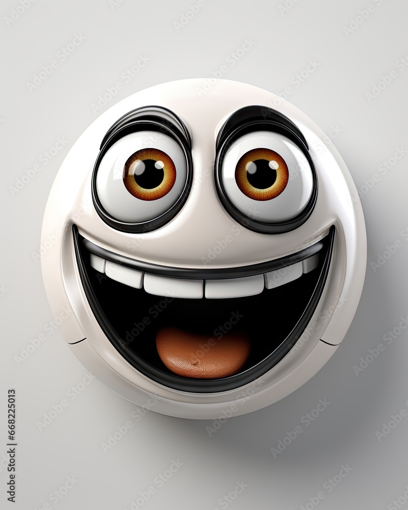 Poster a close up of a button with eyes and a smile. generative ai