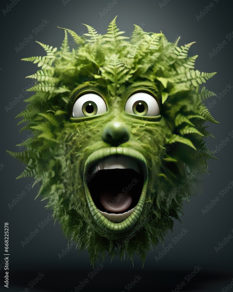 Aufkleber a green creature with its mouth open and eyes wide open. generative ai