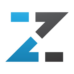 Blue and Black Dotted Line Shaped Letter Z Icon