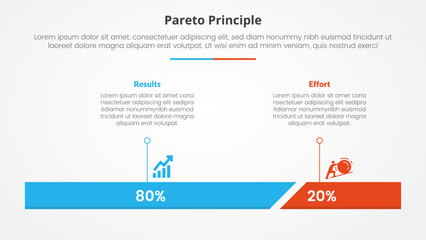 pareto principle analysis 80 20 rule template infographic concept for slide presentation with progress bar percent with 2 point list with flat style