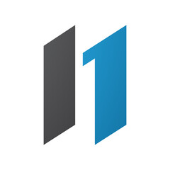 Blue and Black Letter N Icon with Parallelograms