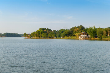 Fototapeta na wymiar Beautiful Longshui Lake Wetland Park, Chongqing, China