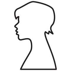 Silhouette of girl hairstyles. Outline vector illustration head guy.Woman face.Face profile.Isolated on white background.
