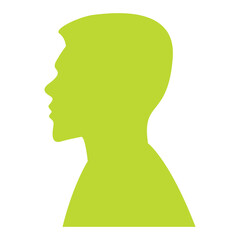 Silhouette yellow of man hairstyles.Yellow ilhouette of head guy.Male face.Face profile.Isolated on white background.Vector illustration.