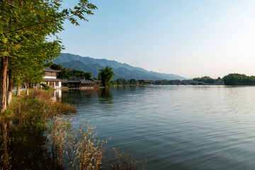 The attic on the lake，Beautiful Longshui Lake Wetland Park, Chongqing, China