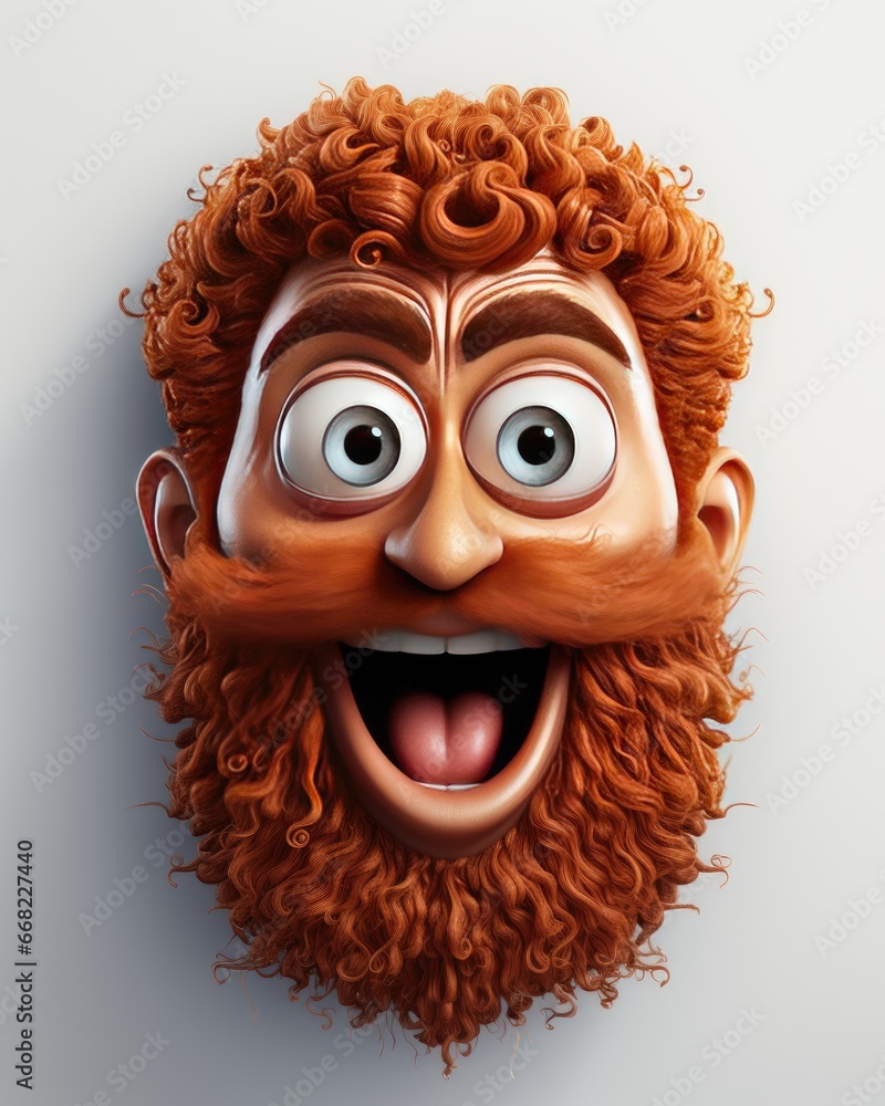 Poster a close up of a face with a beard and mustache. generative ai