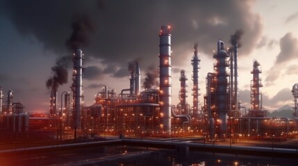 Obraz premium oil refinery plant at night
