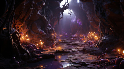A cavern filled with glittering geodes, their crystals reflecting the light, creating a scene that looks like something out of a fantasy story