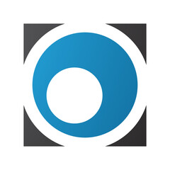 Blue and Black Square Letter O Icon