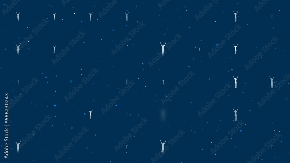 Poster template animation of evenly spaced woman stretches symbols of different sizes and opacity. animatio