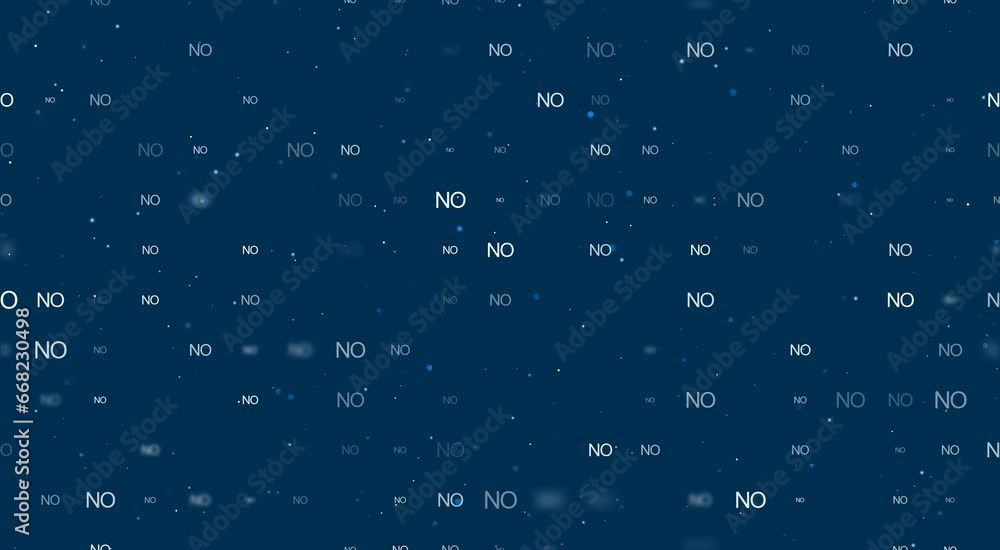 Poster template animation of evenly spaced no symbols of different sizes and opacity. animation of transpar