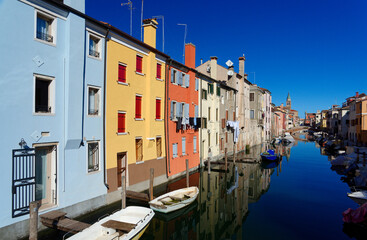 Fototapeta na wymiar View of the channel in the city of Chioggia, also called the little Venice