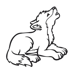 A Wolf Design. Simple Outline Style Design For Coloring Book and Coloring Page. You Can change color you want. Vector Illustrations.