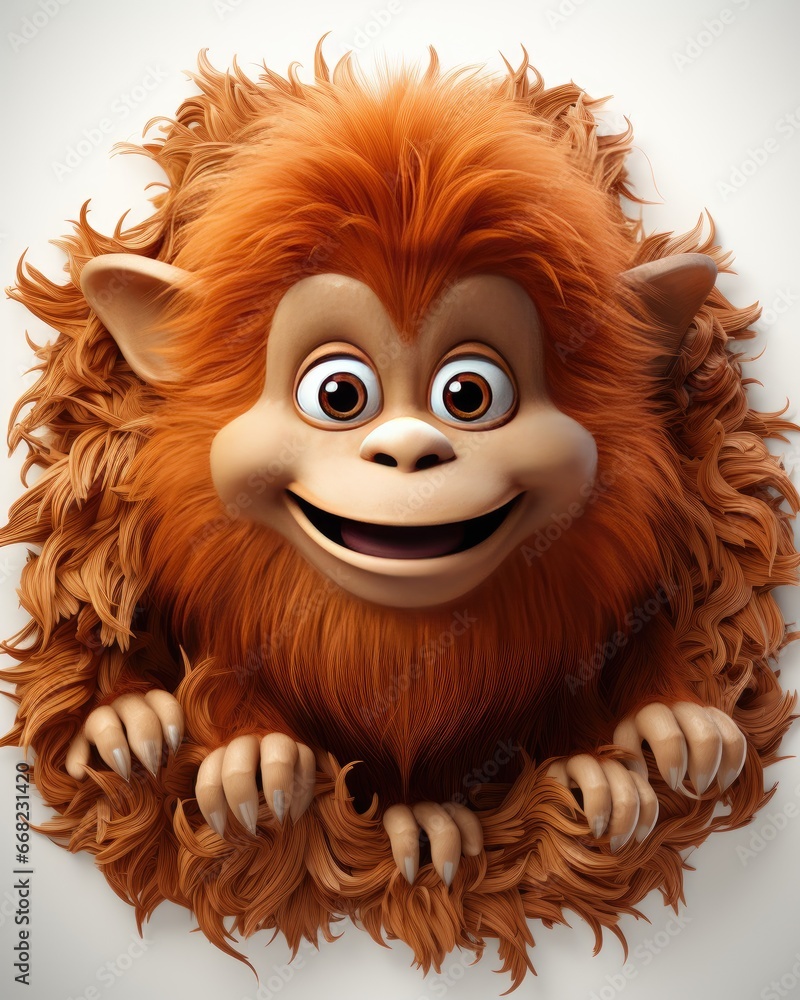 Poster a close up of a monkey with a big smile on it's face. generative ai