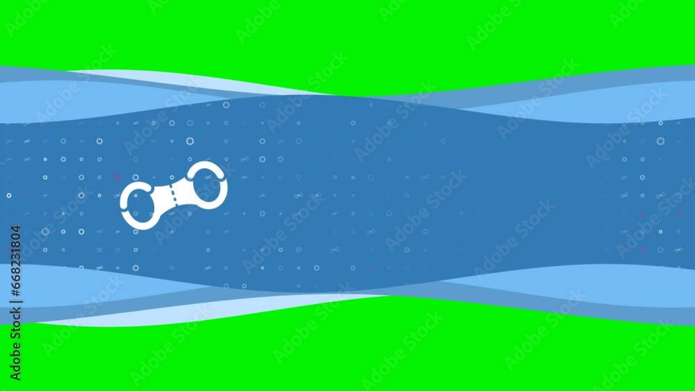 Poster animation of blue banner waves movement with white handcuffs symbol on the left. on the background t
