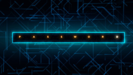 Obraz premium Futuristic password unlocked on a dark digital computer circuit board