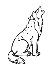 A Wolf Design. Simple Outline Style Design For Coloring Book and Coloring Page. You Can change color you want. Vector Illustrations.