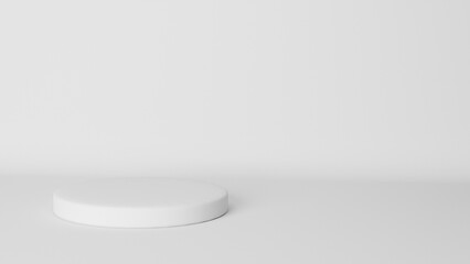 empty white podium for displaying product, white background