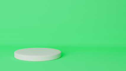 empty white podium for displaying product, green background