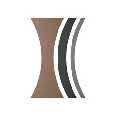 Brown and Black Concave Lens Shaped Letter I Icon