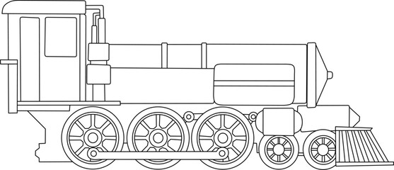 Lokomotif line art vector for coloring book page © Berti