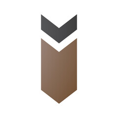 Brown and Black Down Facing Arrow Shaped Letter I Icon