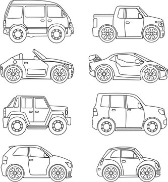 Car Line Art For Coloring Book Page