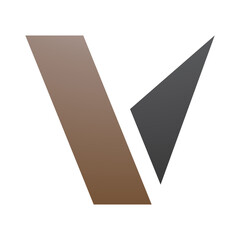 Brown and Black Geometrical Shaped Letter V Icon