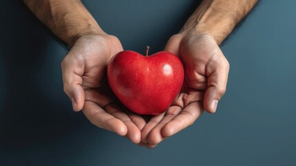 Hand holding heart with copy space and clean background