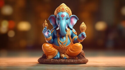 ganesha statue in the temple wallpaper ai generated art - obrazy, fototapety, plakaty