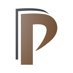 Brown and Black Layered Letter P Icon