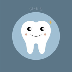 Diente muela muelita blanco y azul sonriente odontología dentista 