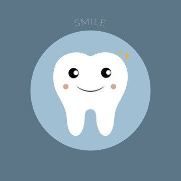Diente muela muelita blanco y azul sonriente odontolog&iacute;a dentista 