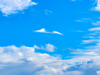 Blue Sky with Fluffy Cumulus and Cirrus Clouds in West Dorset

