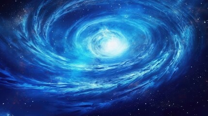 A view from space to a spiral galaxy and stars. Universe filled with stars, nebula and galaxy Generative AI