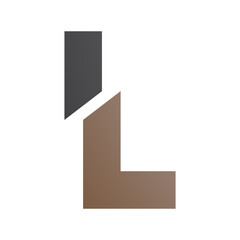 Fototapeta premium Brown and Black Split Shaped Letter L Icon