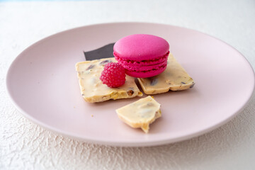 macaroon and raspberries