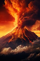 Active volcano spewing lava.