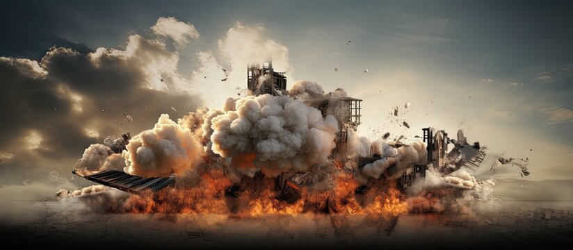 Building collapses after controlled explosions