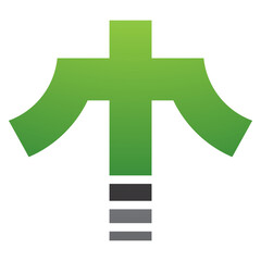 Obraz premium Green and Black Cross Shaped Letter T Icon