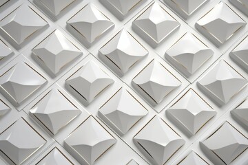 White squares stylized in the form of decorative convex modules with worn gold edges.3d illustration. High quality image, Generative AI